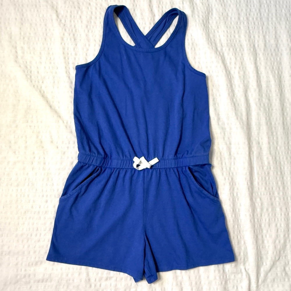 Girls Cross Back Jersey knit Blue Romper Kids Cat & Jack size 10/12